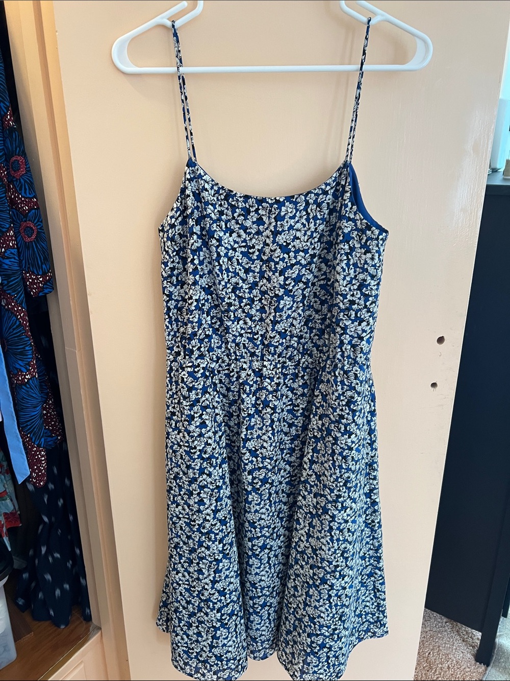 J. Crew Brilliant Blue Floral Midi Sundress with lining